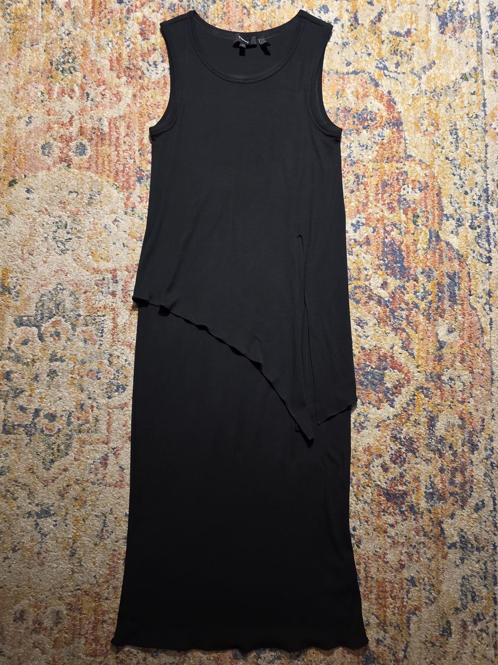 Theory Woman's Tiered Layer Dress Sleeveless Size P Black 100% Cotton Classy/Bar